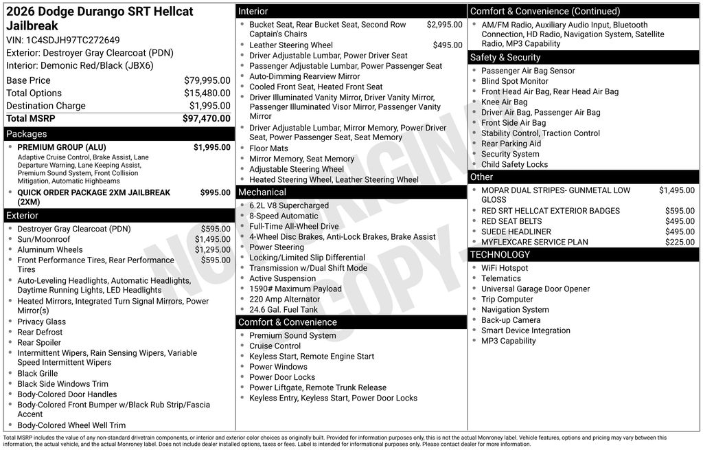 New 2026 Gray Dodge SRT Hellcat image 6