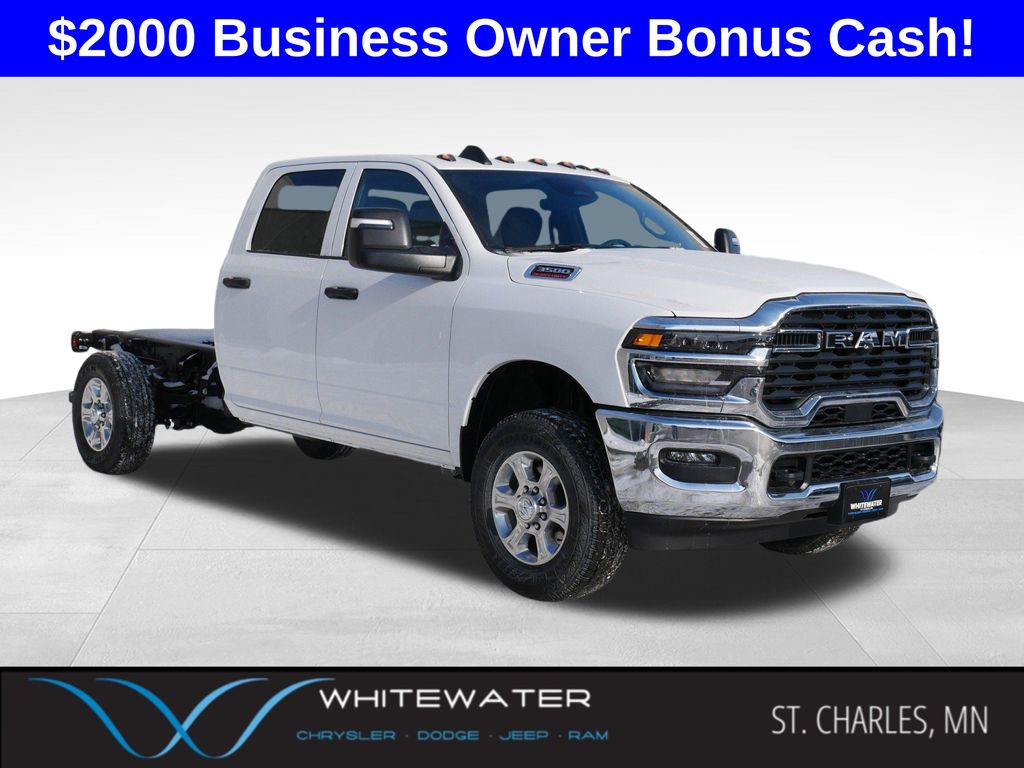 Bright White Clearcoat 2026 RAM 3500 Chassis Tradesman Crew Cab LB 4WD Pickup Truck Four-Wheel Drive 8-Speed Automatic