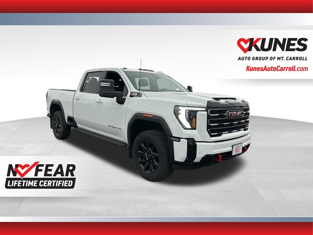 Summit White 2025 GMC Sierra 2500HD AT4 Crew Cab 4WD Pickup Truck Four-Wheel Drive Automatic