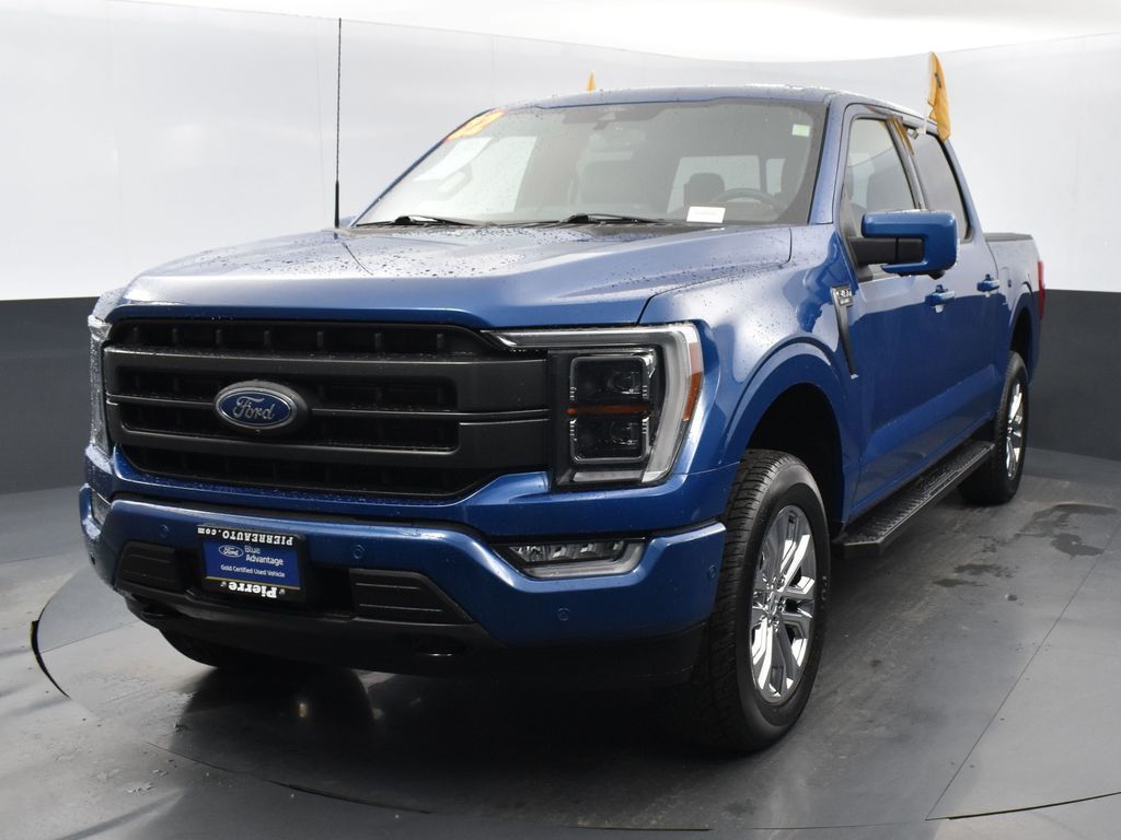 Blue 2022 Ford F-150 Lariat SuperCrew 4WD Pickup Truck Four-Wheel Drive Automatic