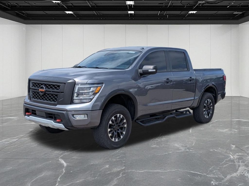 Gray (Gun Metallic) 2020 Nissan Titan PRO-4X Crew Cab 4WD Pickup Truck Four-Wheel Drive 9-Speed Automatic