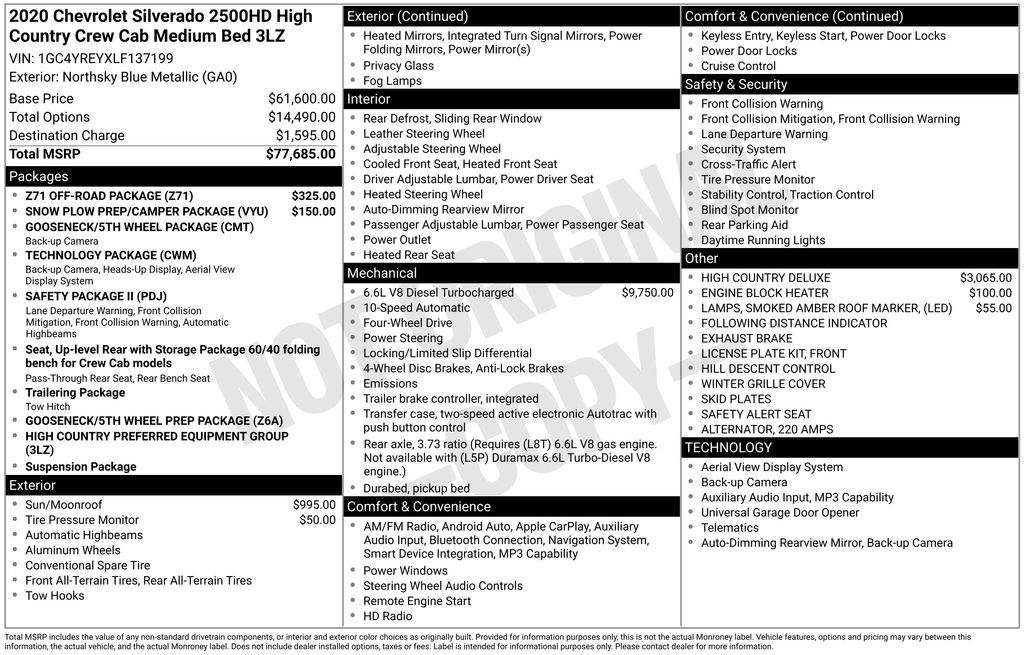 Used Car 2020 Chevrolet Silverado 2500hd  High Country For Sale Under $50,000 In Austin, Texas