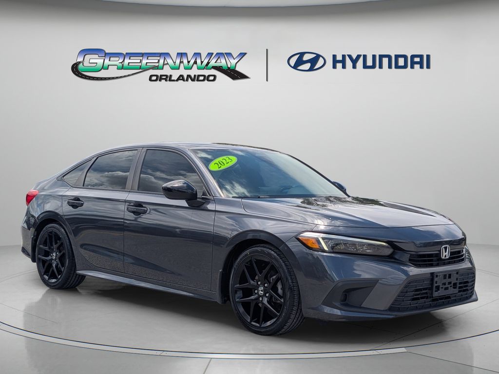Meteorite Gray Metallic 2023 Honda Civic Sedan Front-Wheel Drive Continuously Variable Transmission