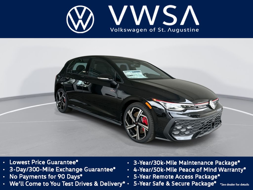 Mythos Black Metallic 2026 Volkswagen Golf GTI Hatchback Front-Wheel Drive 7-Speed Dual Clutch