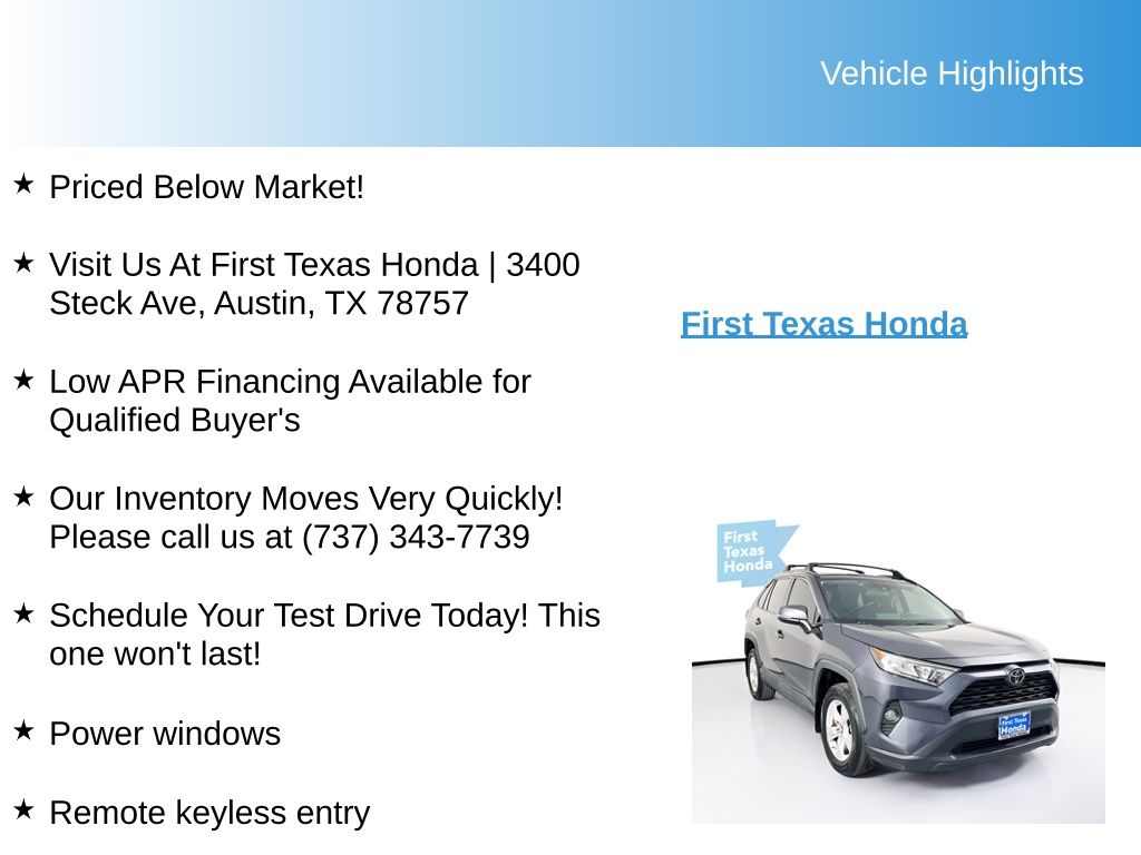 Used Car 2019 Toyota Rav4  Xle For Sale Under $15,000 In Austin, Texas