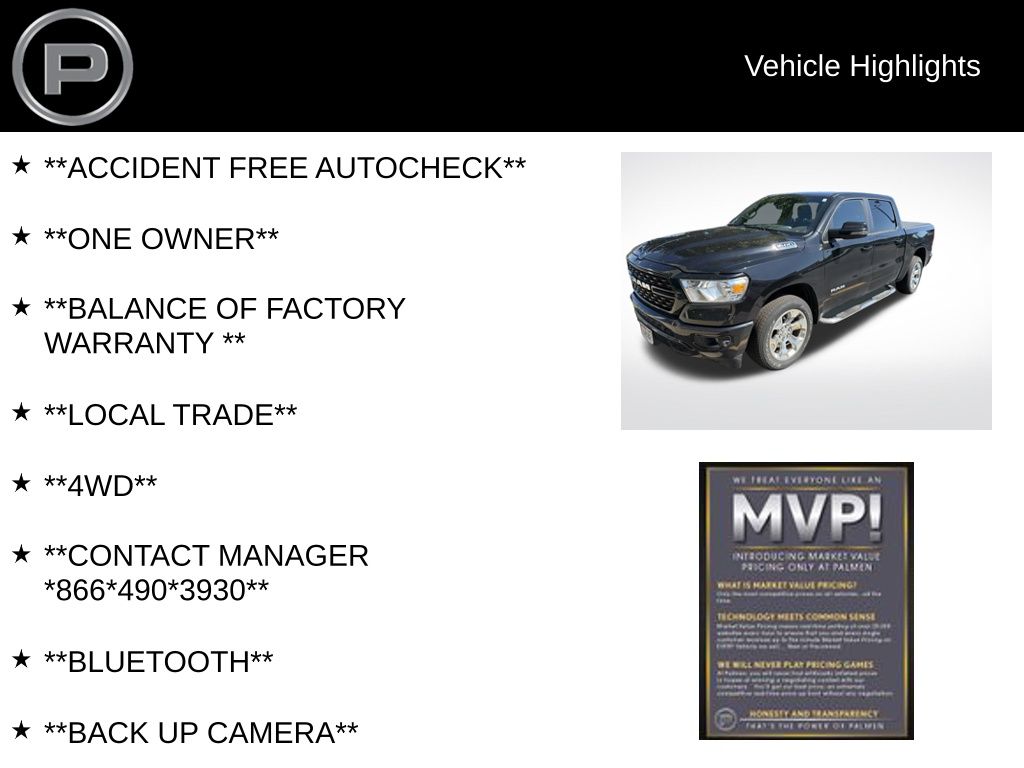 2023 Diamond Black Crystal Pearlcoat Ram 1500 Big Horn/Lone Star 4X4 Truck