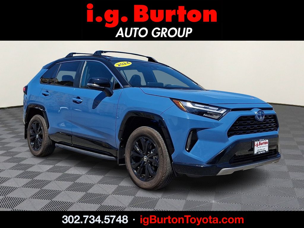 Cavalry Blue/Midnight Black Metallic 2024 Toyota RAV4 Hybrid XSE AWD SUV / Crossover All-Wheel Drive Continuously Variable Transmission