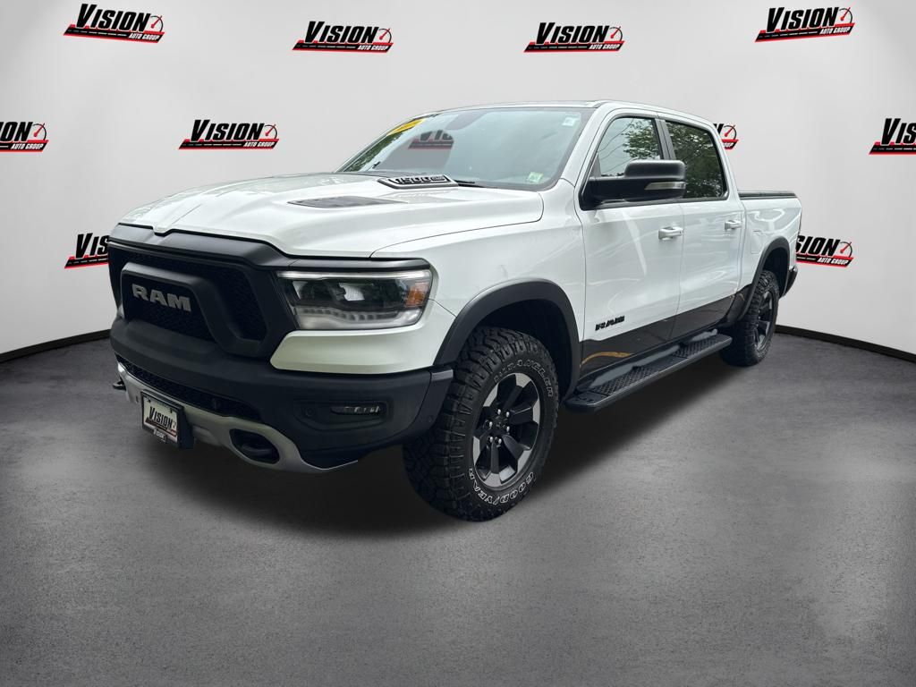 Bright White Clearcoat 2019 RAM 1500 Rebel Crew Cab 4WD Pickup Truck Four-Wheel Drive 8-Speed Automatic