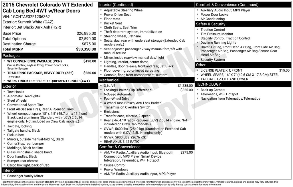 2015 Chevrolet Colorado WT