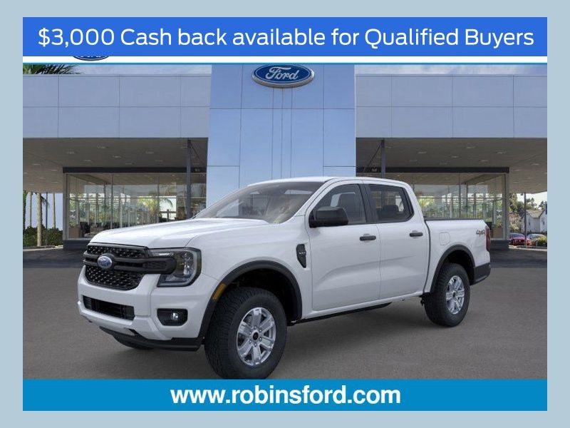 Oxford White 2025 Ford Ranger XL SuperCrew 4WD Pickup Truck Four-Wheel Drive Automatic