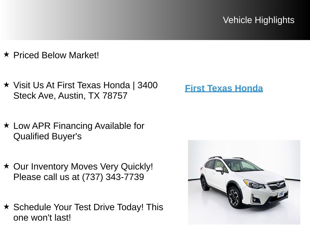 Used Car 2016 Subaru Crosstrek  2.0i Premium For Sale Under $10,000 In Austin, Texas