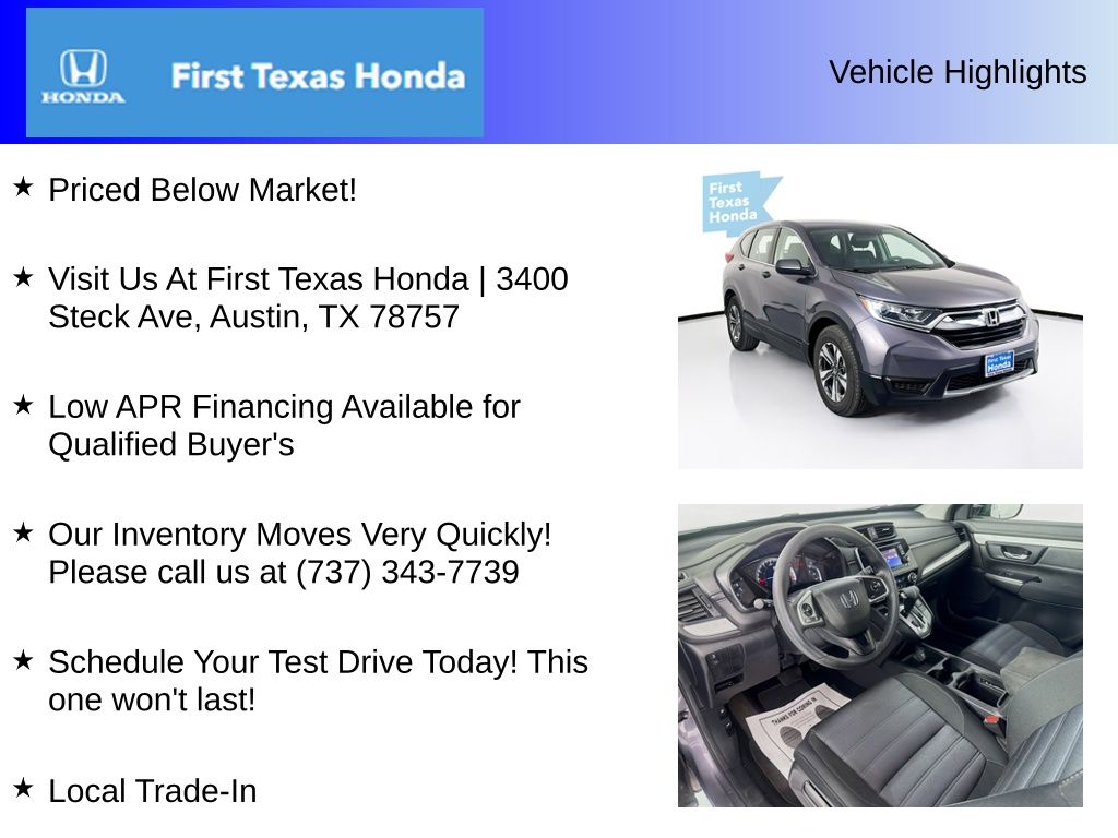 Used Car 2019 Honda Cr-v  Lx For Sale Under $25,000 In Austin, Texas