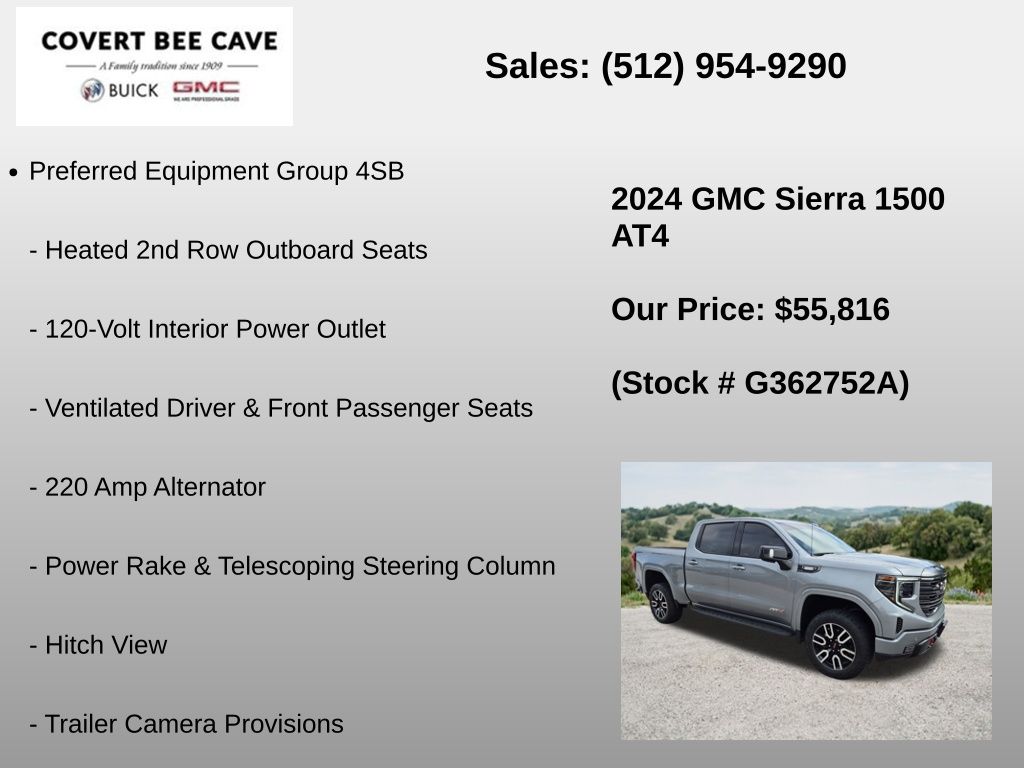 Used Car 2024 Gmc Sierra 1500  At4 For Sale Under $60,000 In Austin, Texas