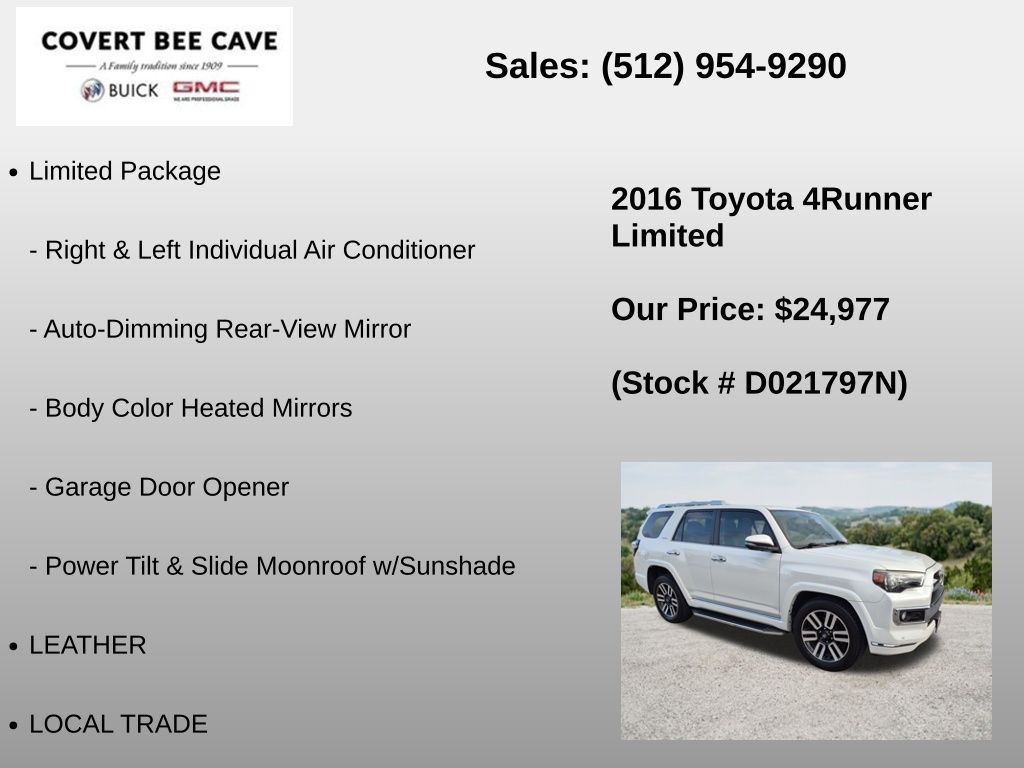 Used Car 2016 Toyota 4runner  Limited For Sale Under $25,000 In Austin, Texas
