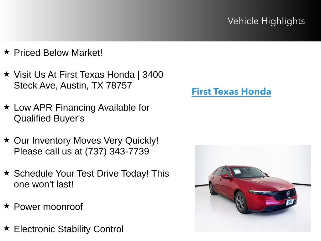 Used Car 2023 Honda Accord  Ex For Sale Under $25,000 In Austin, Texas