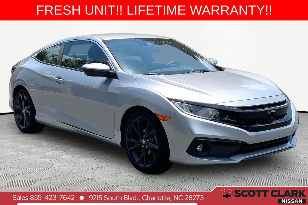 White 2019 Honda Civic Coupe Sport FWD Coupe Front-Wheel Drive Continuously Variable Transmission