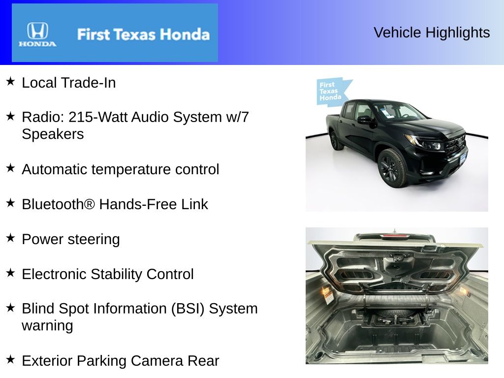 Used Car 2025 Honda Ridgeline  Sport For Sale Under $40,000 In Austin, Texas