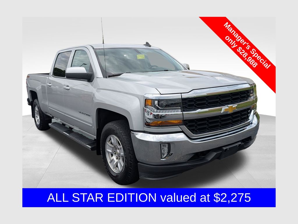 Silver Ice Metallic 2018 Chevrolet Silverado 1500 Pickup Truck Four-Wheel Drive 6-Speed Automatic Overdrive