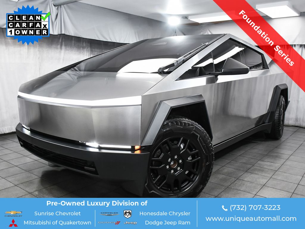 Gray (Stainless Steel) 2024 Tesla Cybertruck Crew Cab AWD Pickup Truck All-Wheel Drive 1-Speed Automatic