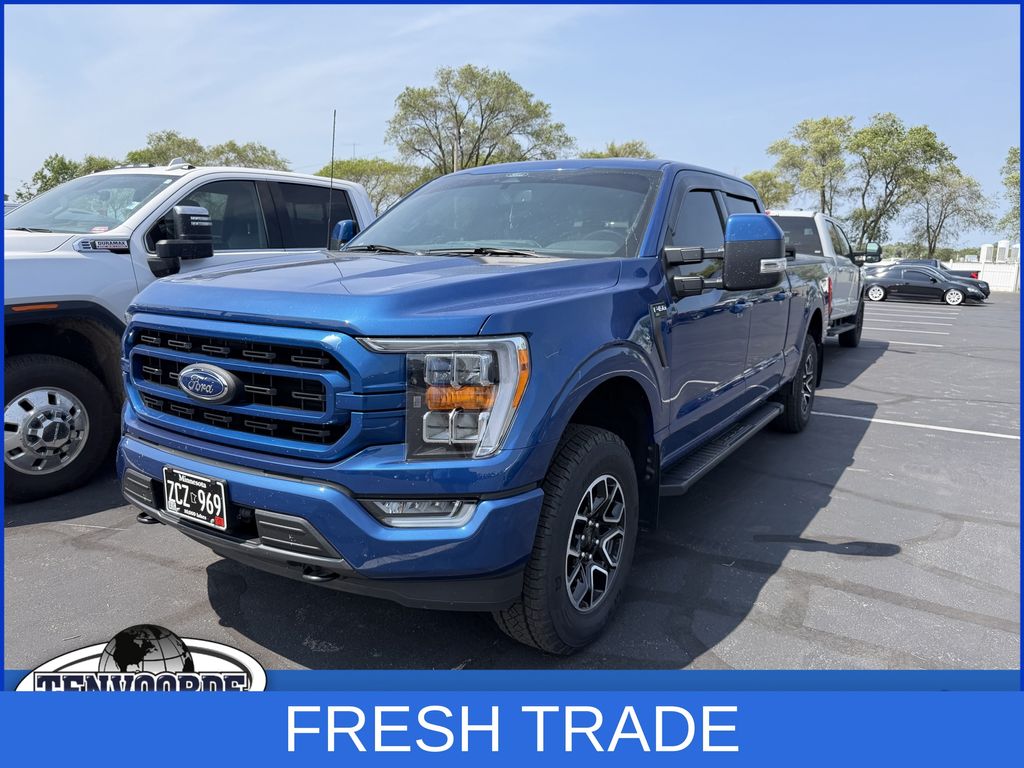 Blue 2022 Ford F-150 Pickup Truck Four-Wheel Drive Automatic