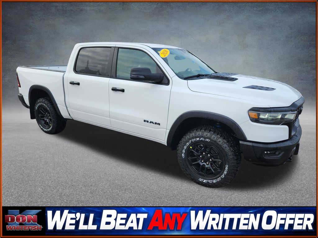 Bright White Clearcoat 2026 RAM 1500 Rebel Crew Cab 4WD Pickup Truck Four-Wheel Drive 8-Speed Automatic