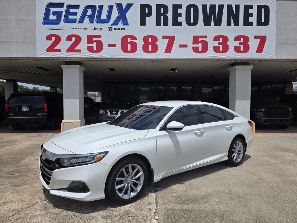 White 2021 Honda Accord Sedan Front-Wheel Drive Continuously Variable Transmission