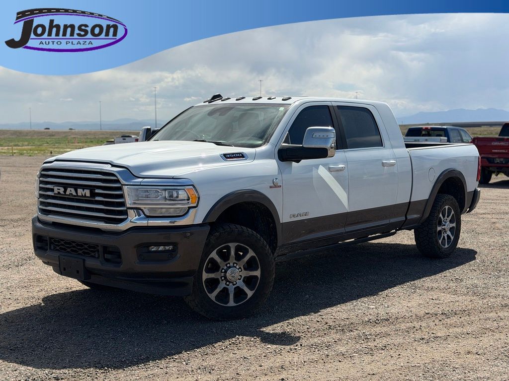 Bright White Clearcoat 2024 RAM 3500 Limited Longhorn Mega Cab 4WD Pickup Truck Four-Wheel Drive 6-Speed Automatic