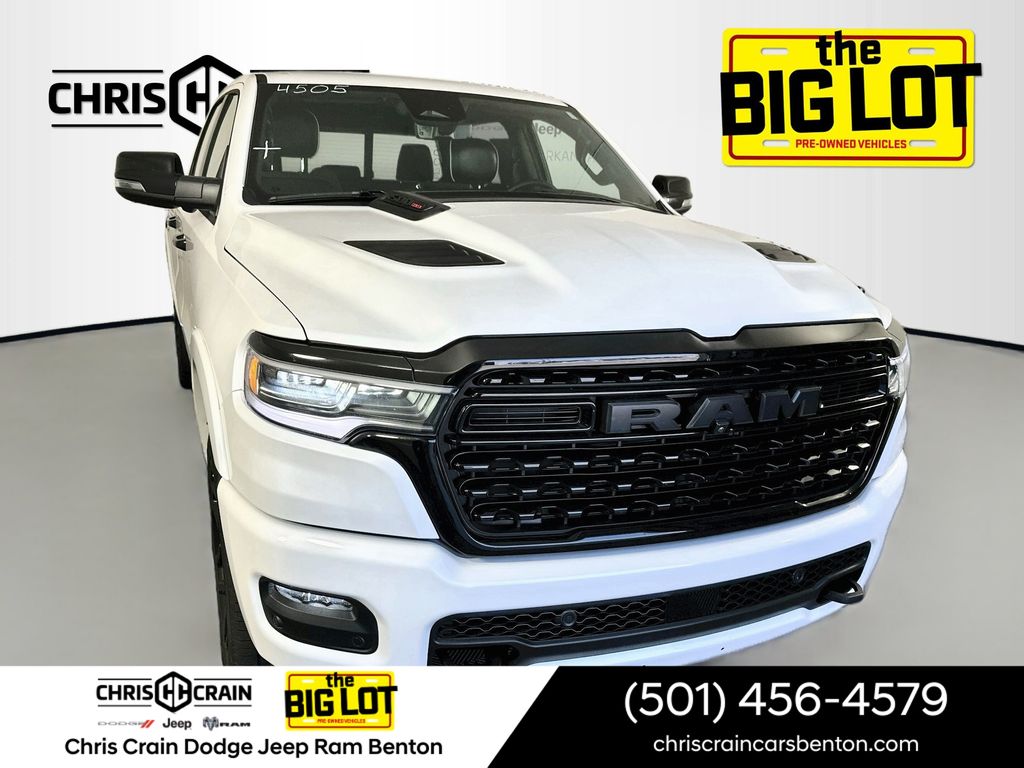 Ivory White 2025 RAM 1500 Pickup Truck Four-Wheel Drive 8-Speed Automatic