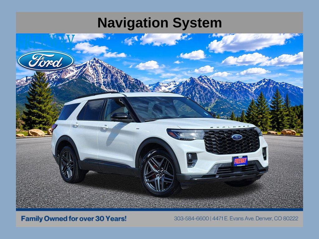 Star White Metallic Tri-Coat 2025 Ford Explorer SUV / Crossover All-Wheel Drive Automatic
