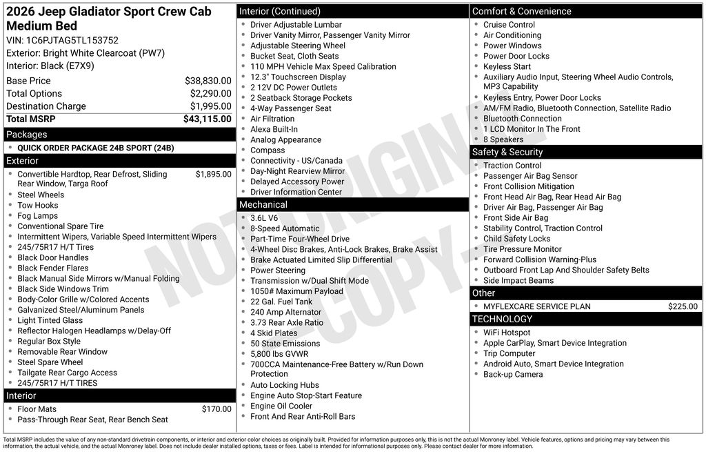 2026 Jeep Gladiator Sport's photo