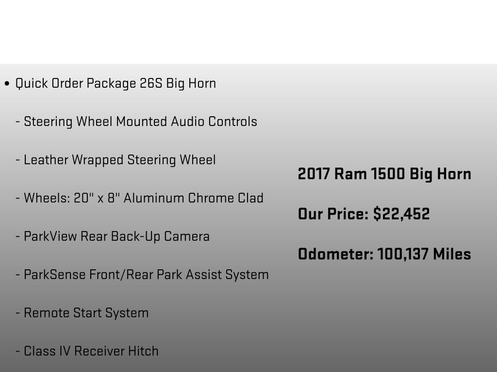 2017 Ram 1500 Big Horn White at Luther Ford
