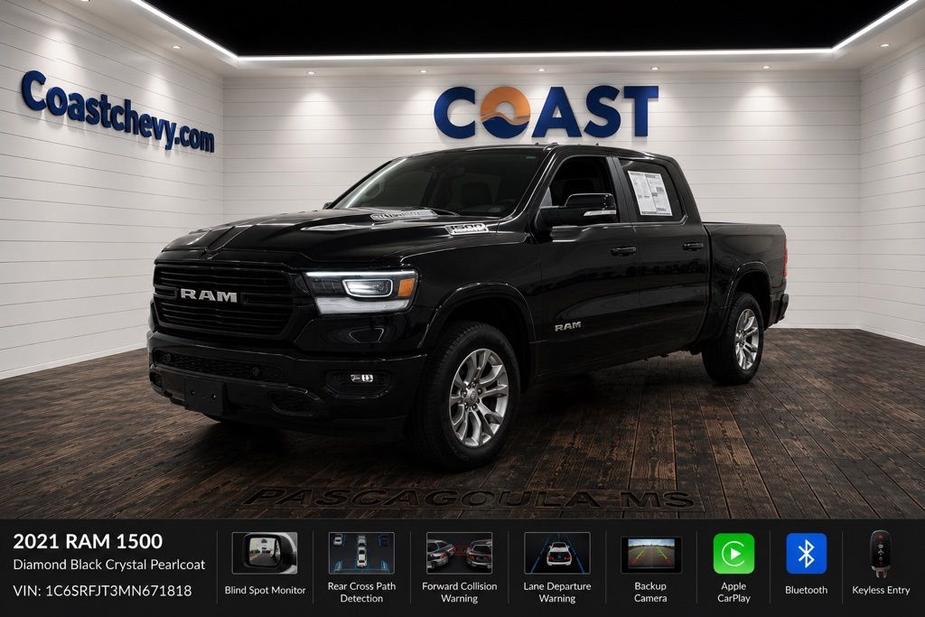 Diamond Black Crystal Pearlcoat 2021 RAM 1500 Pickup Truck Four-Wheel Drive 8-Speed Automatic