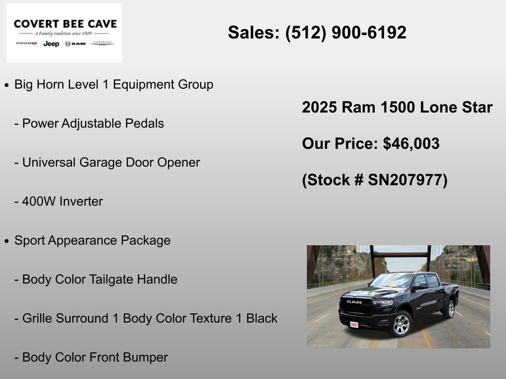 New Car 2025 Ram 1500  Big Horn/lone Star For Sale Under $50,000 In Austin, Texas
