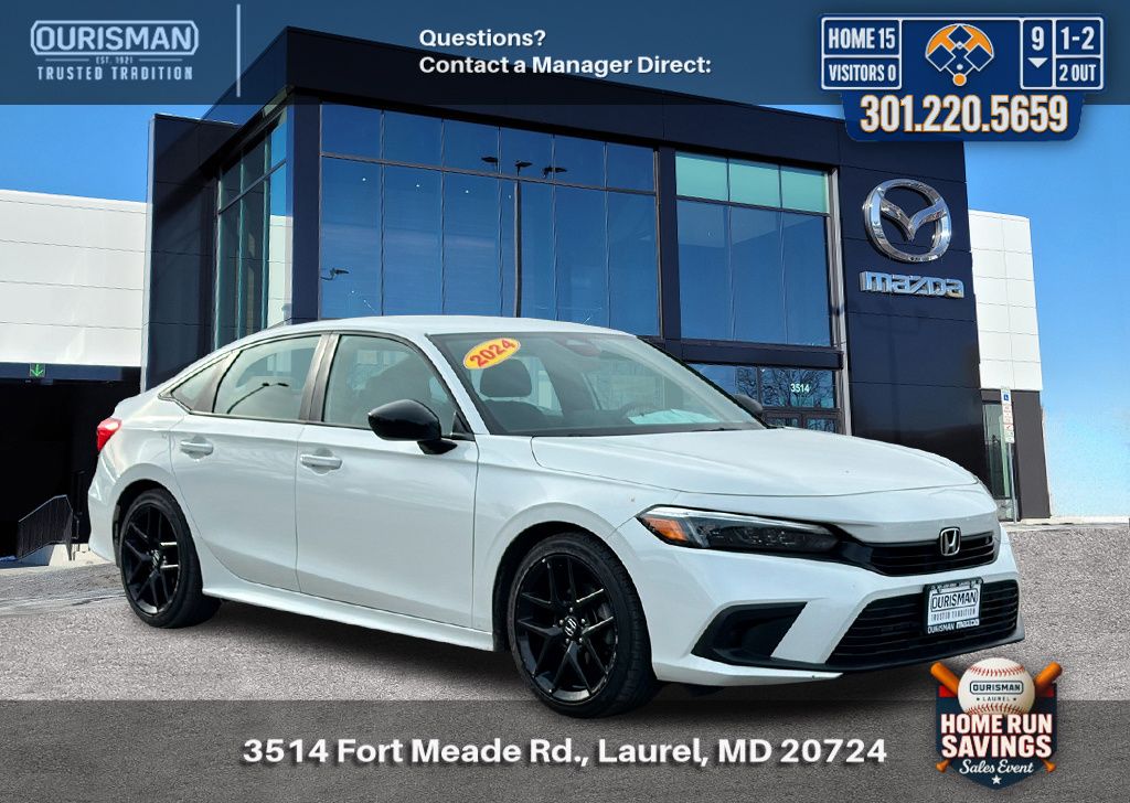 Gray (Platinum) 2024 Honda Civic Sport FWD Sedan Front-Wheel Drive Continuously Variable Transmission