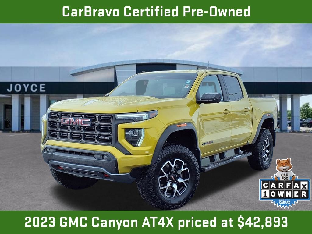 Solar Flare Metallic 2023 GMC Canyon AT4X Crew Cab 4WD Pickup Truck Four-Wheel Drive 8-Speed Automatic