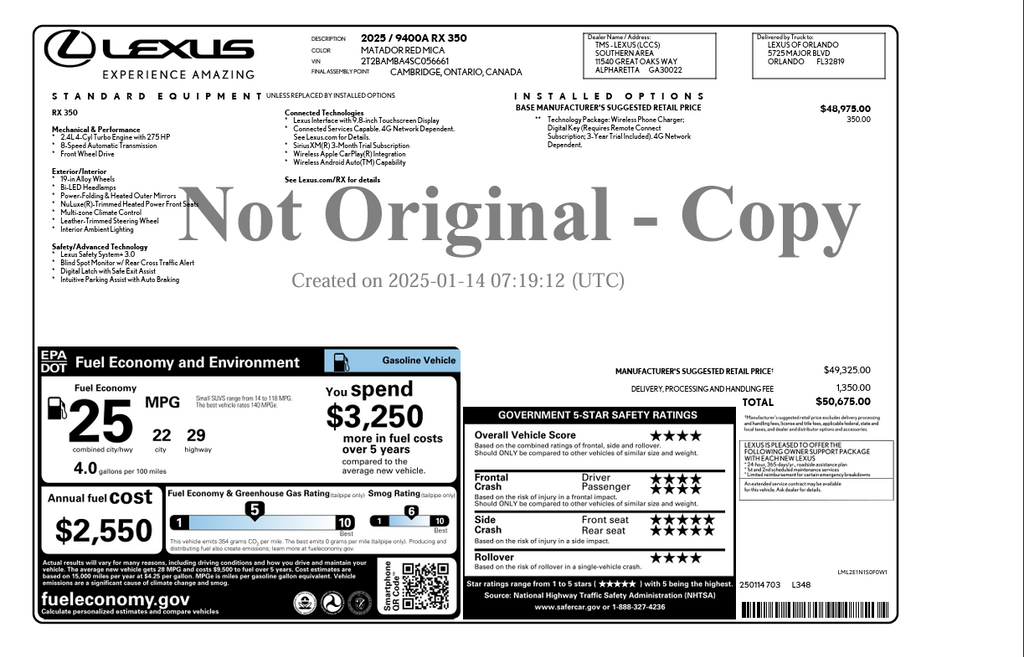 2025 Lexus RX 350 FWD