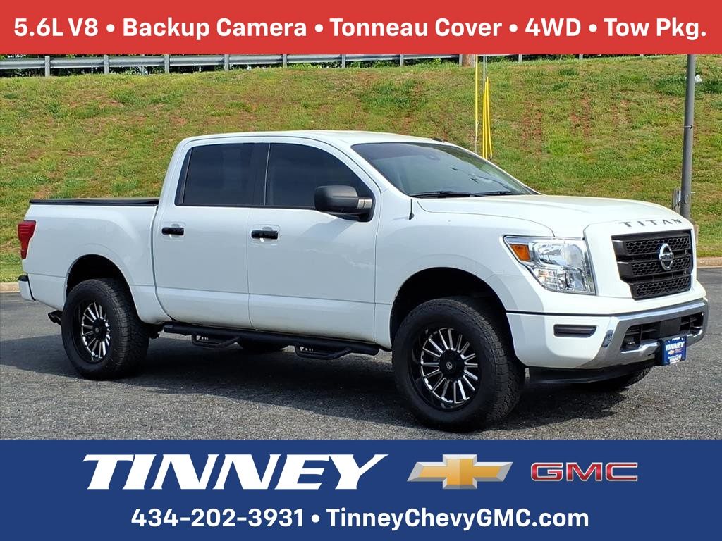 Glacier White 2021 Nissan Titan Pickup Truck Four-Wheel Drive 9-Speed Automatic