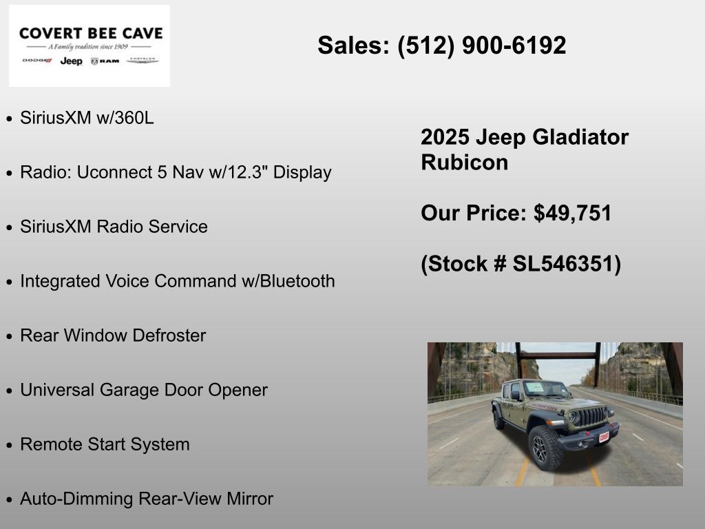 New Car 2025 Jeep Gladiator  Rubicon For Sale Under $50,000 In Austin, Texas