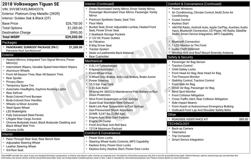2018 Volkswagen Tiguan 2.0T SE Gray at Wharton Ford