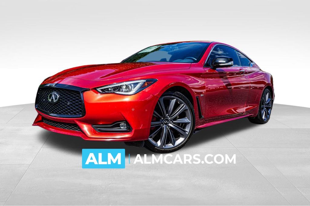 Red 2022 INFINITI Q60 Coupe All-Wheel Drive 7-Speed Automatic