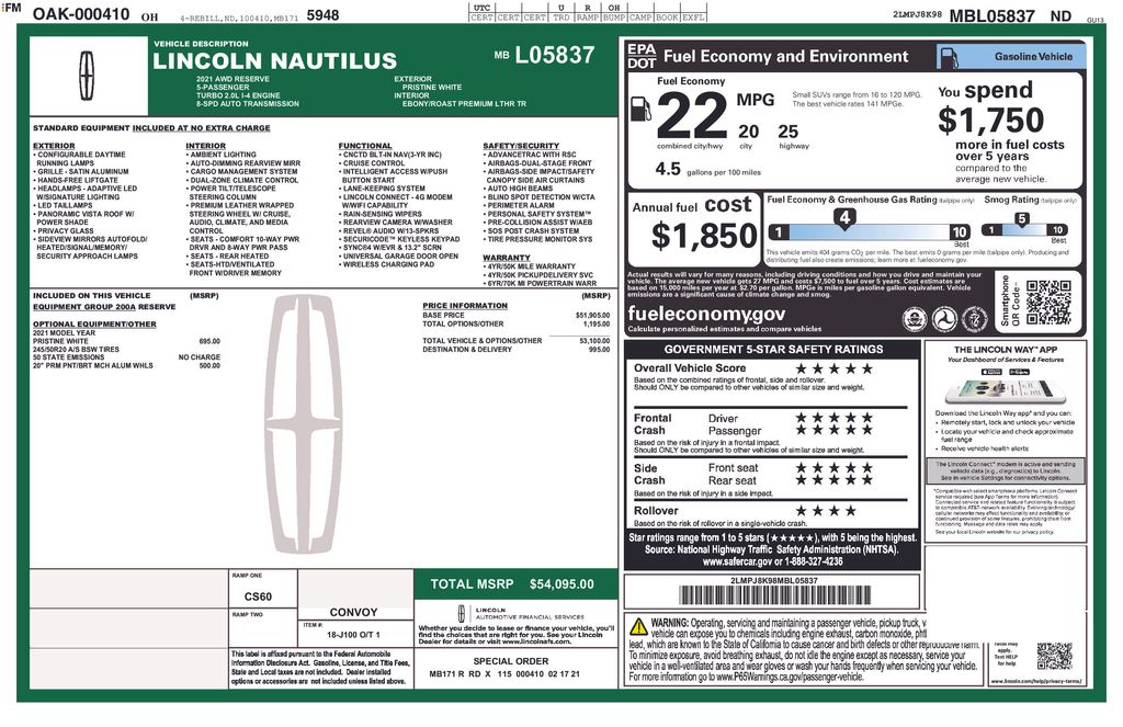 Used 2021 Lincoln Nautilus Reserve For Sale in Bedford, OH