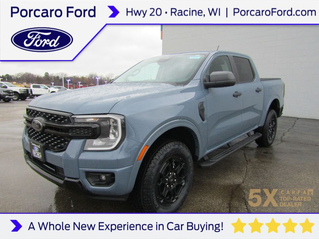 Blue (Azure Gray Metallic Tri-Coat) 2025 Ford Ranger XLT SuperCrew 4WD Pickup Truck Four-Wheel Drive Automatic