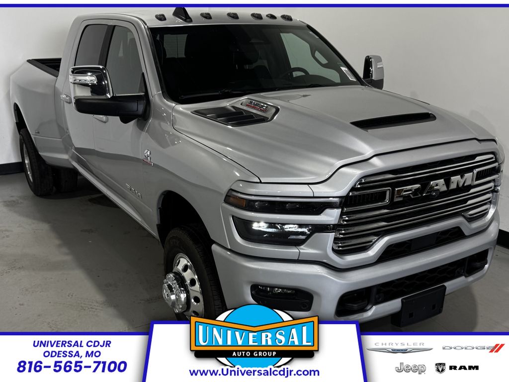Silver Zynith 2026 RAM 3500 Laramie Mega Cab DRW 4WD Pickup Truck Four-Wheel Drive 8-Speed Automatic