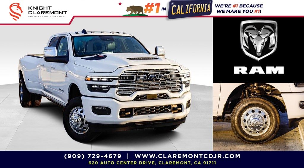 Bright White Clearcoat 2026 RAM 3500 Laramie Crew Cab LB DRW 4WD Pickup Truck Four-Wheel Drive 8-Speed Automatic