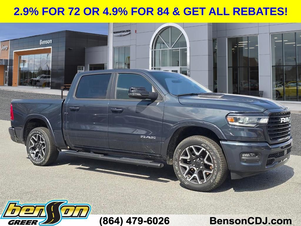 Blue Metallic 2026 RAM 1500 Laramie Crew Cab 4WD Pickup Truck Four-Wheel Drive 8-Speed Automatic