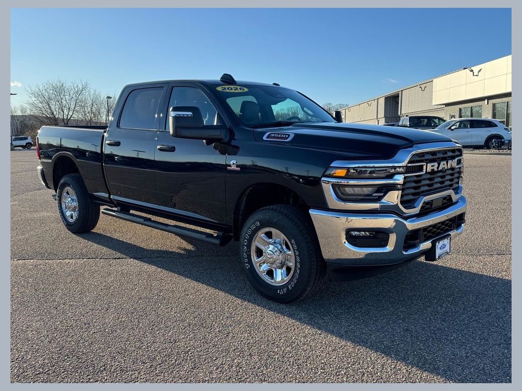 Diamond Black Crystal Pearlcoat 2026 RAM 3500 Tradesman Crew Cab 4WD Pickup Truck Four-Wheel Drive 8-Speed Automatic