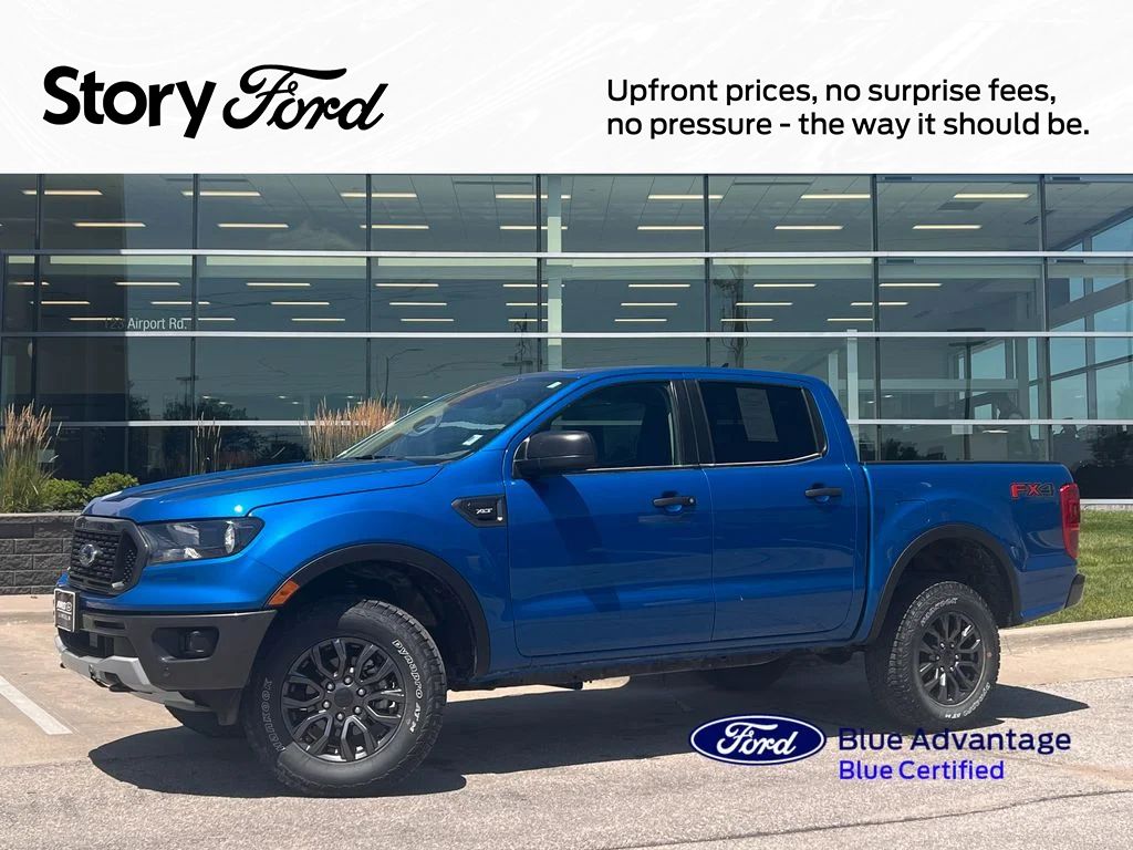 Blue Metallic 2022 Ford Ranger Pickup Truck Four-Wheel Drive Automatic