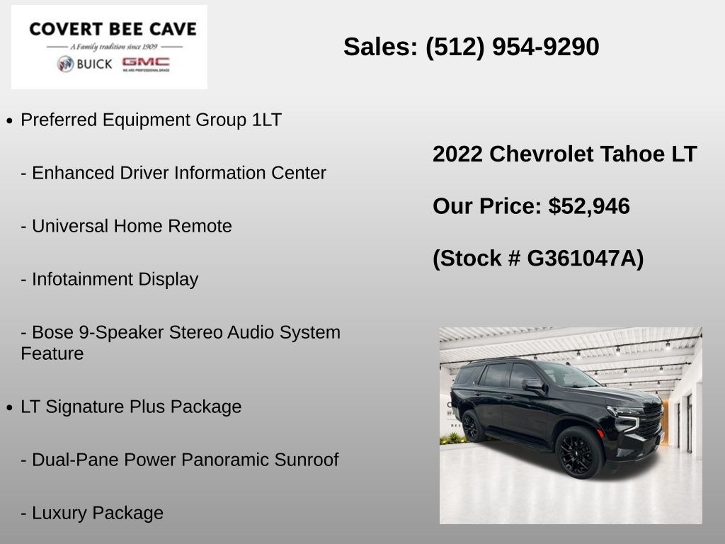 Used Car 2022 Chevrolet Tahoe  Lt For Sale Under $60,000 In Austin, Texas