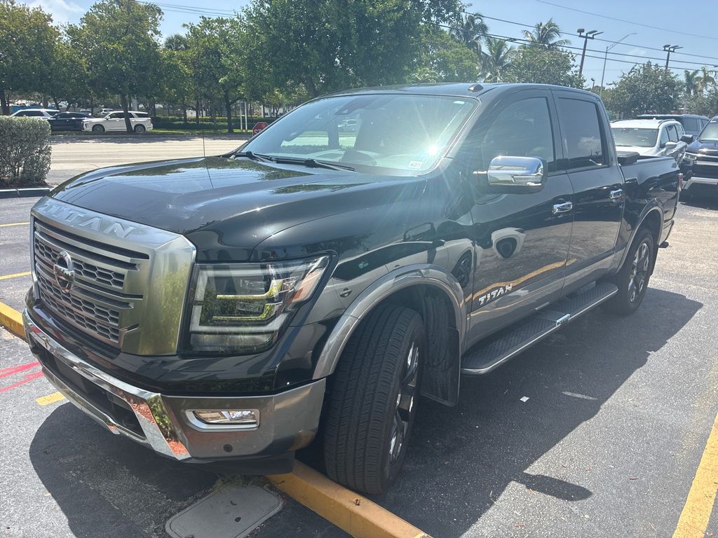 Super Black 2021 Nissan Titan Pickup Truck Four-Wheel Drive 9-Speed Automatic