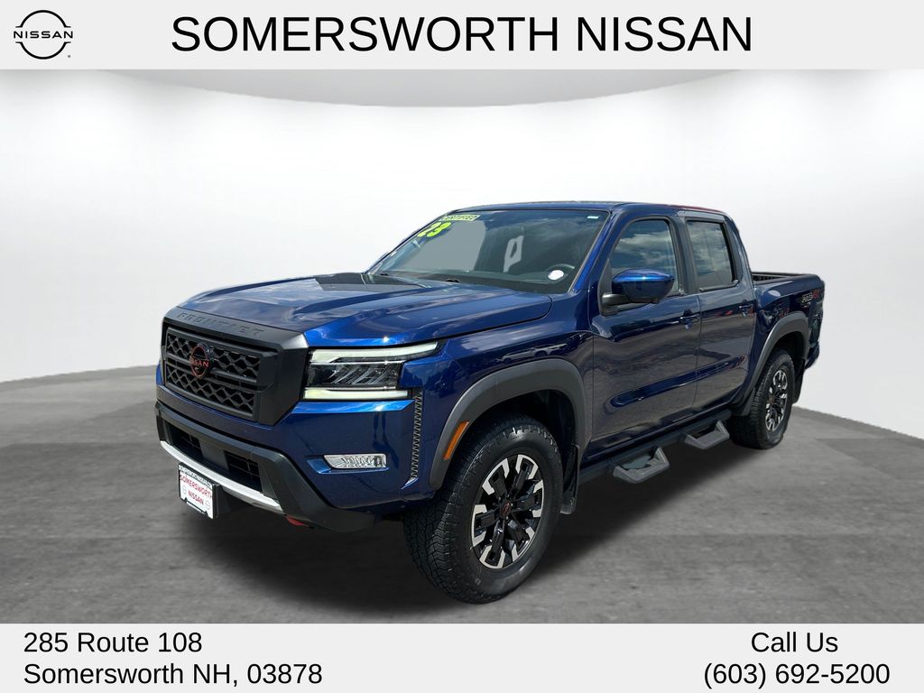 Deep Blue Pearl 2023 Nissan Frontier Pickup Truck Four-Wheel Drive 9-Speed Automatic